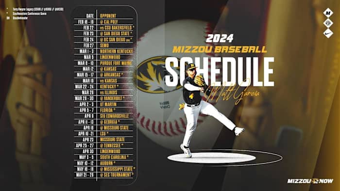 Missouri baseball schedule screenshot